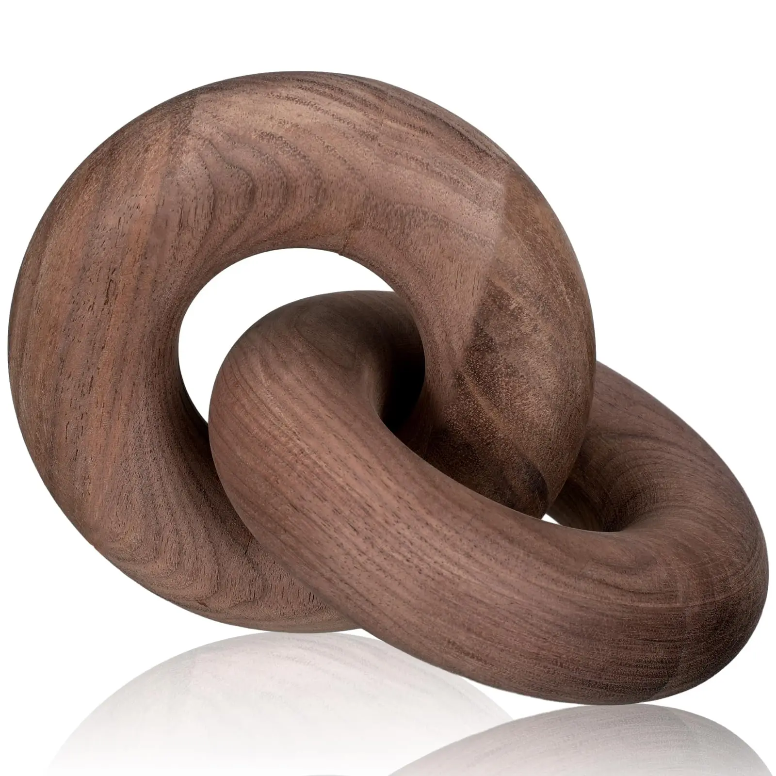 Wood Chain Link Decor- 2 Link Wood Chain Coffee Table Walnut Knot Decor Decorative