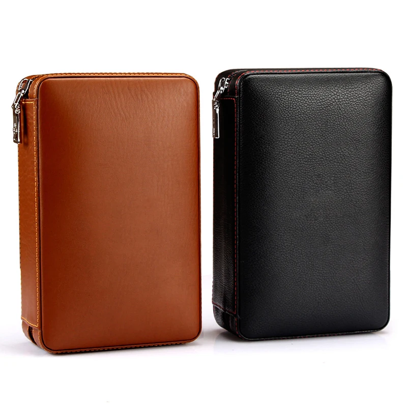 Wholesale Cedar Wooden Packaging Gift PU Leather Cigar Boxes for 4-10 Cigars