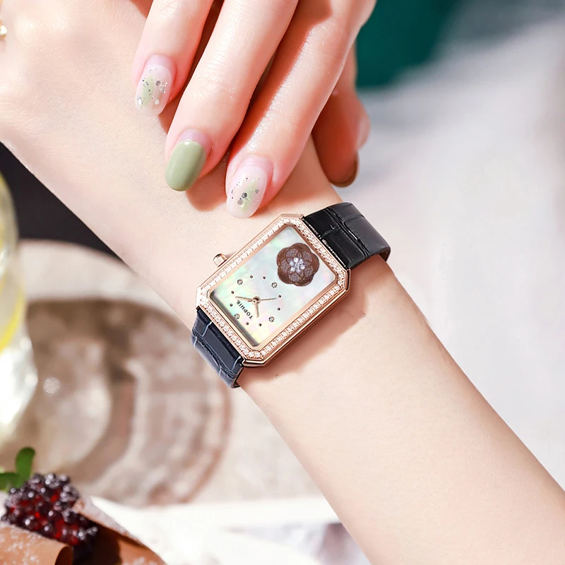 Tophill Swiss Euro Newest Fashion Styles of Ladies Square Muslim Prayer Quartz Watches Wall Gift Womens Custom Quartz Watches