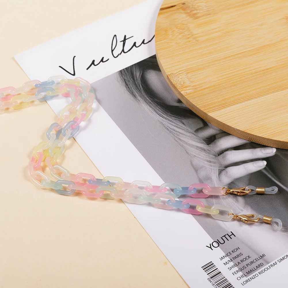 2023  factory made summer spring  colorful sunglasses chains Acrylic chain for woman