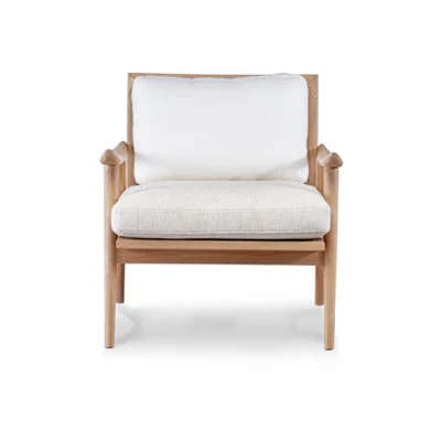
2020 Hot sell Modern style Solid wood teak wood single armchair with cushion Velvet home furniture or outdoor armchair 