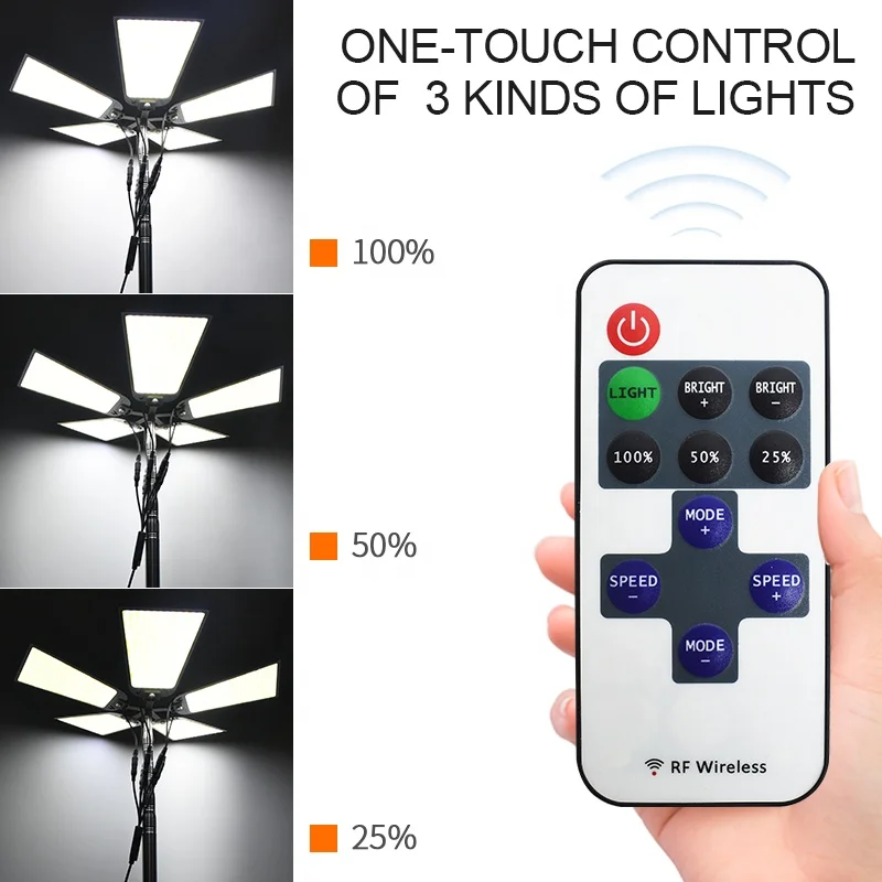  5 Page COB Lamp Remote Control Portable Telescopic Rod Camp Lamp Outdoor DC 12V LED Camping Light