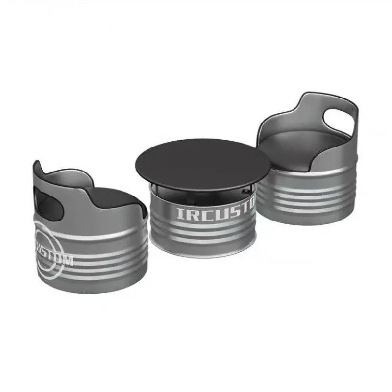 Minimalist Oil Drum Chair and Table Set Industrial Style Iron Leisure Chair and Table for Restaurant and Cafe