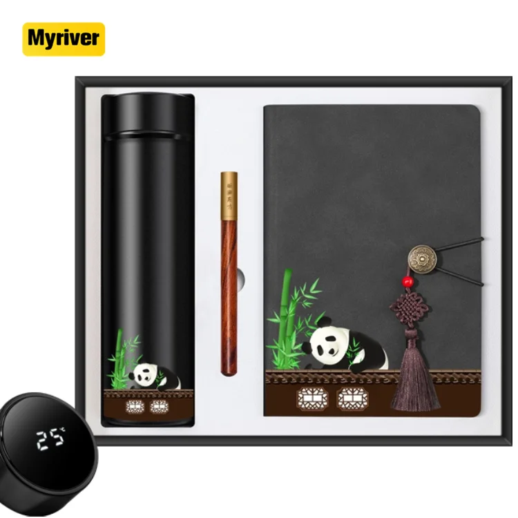 Myriver Custom Wholesale Logo A5 Journal Binder Notebook Writing Pads Planner Pu Leather Diary Gift Set For College