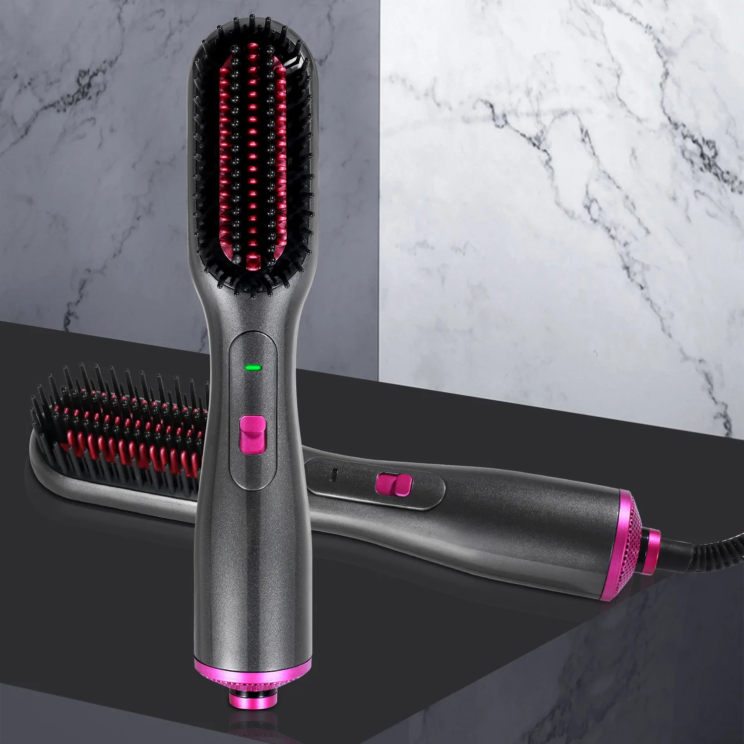 Hair Brush Private Label Flat Iron Hot Air Pick Electric Comb One Step Hair Dryer Fast Hair Straightener Brush Hot Air Brush