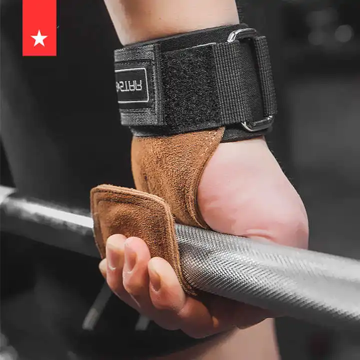 LS0776 Customized logo Cowhide Leather hand Pad Grip for Weight lifting black armguard palm Gymnastic Protector