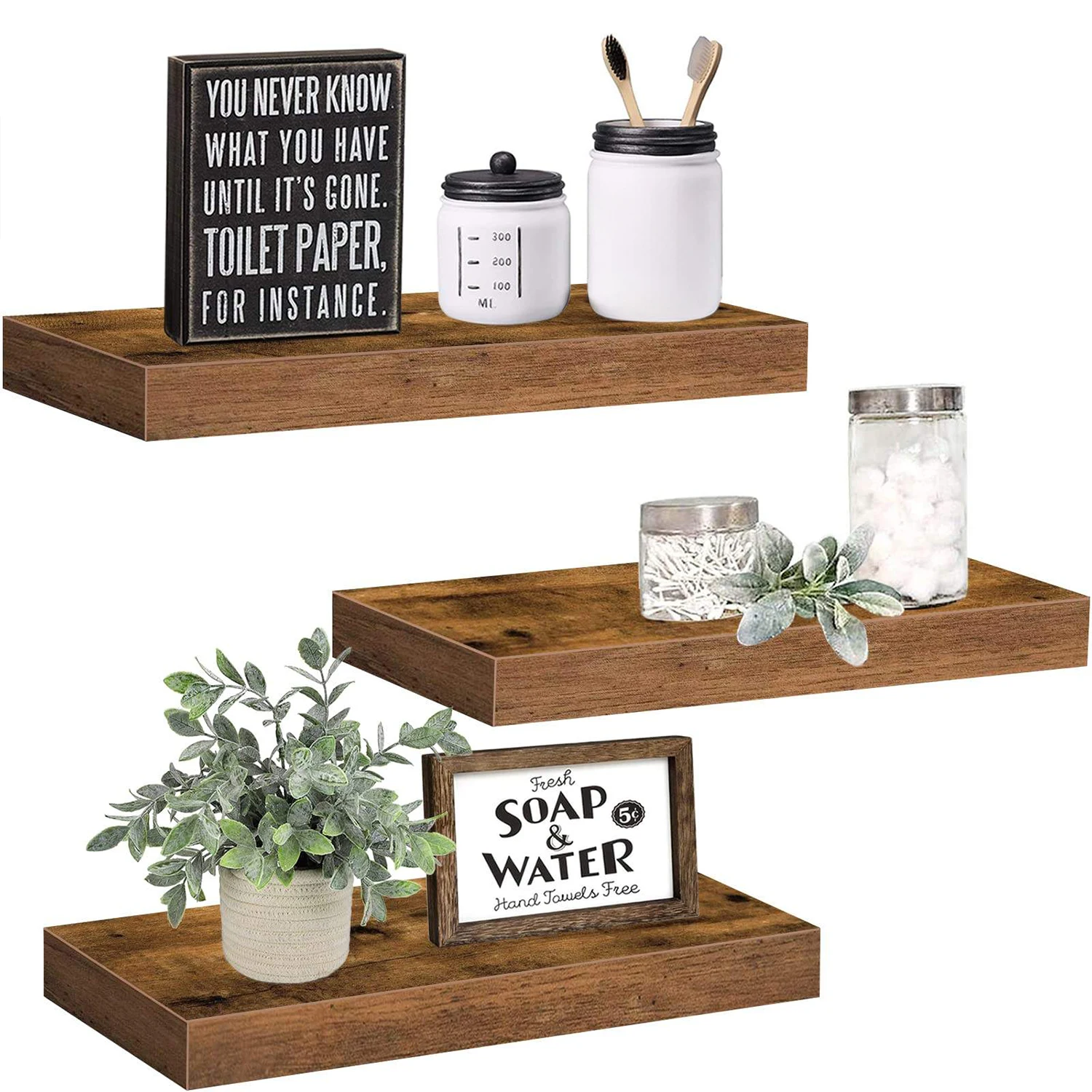 Hot Product Best Selling Natural Wood Floating Shelves for Living Room Kitchen Home Decor