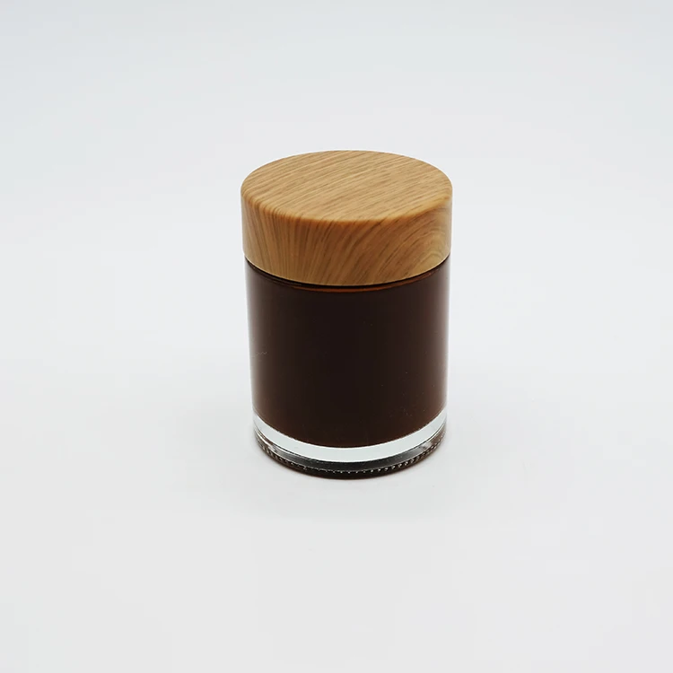 High-End Cylinder Straight Plastic Cap No Leak Heavy Duty Glass Bottle 750ML Clear Glass Jar Bottle With Wood Grain Lid