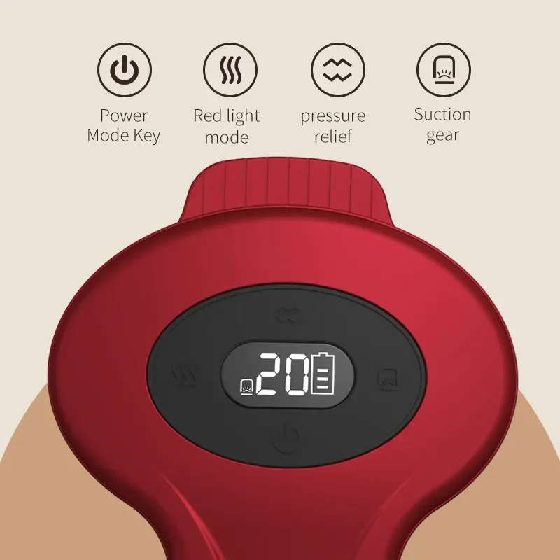 12 Gear Smart Electric Vacuum Cupping Massager with Red Light Therapy Gus sha Massage Device