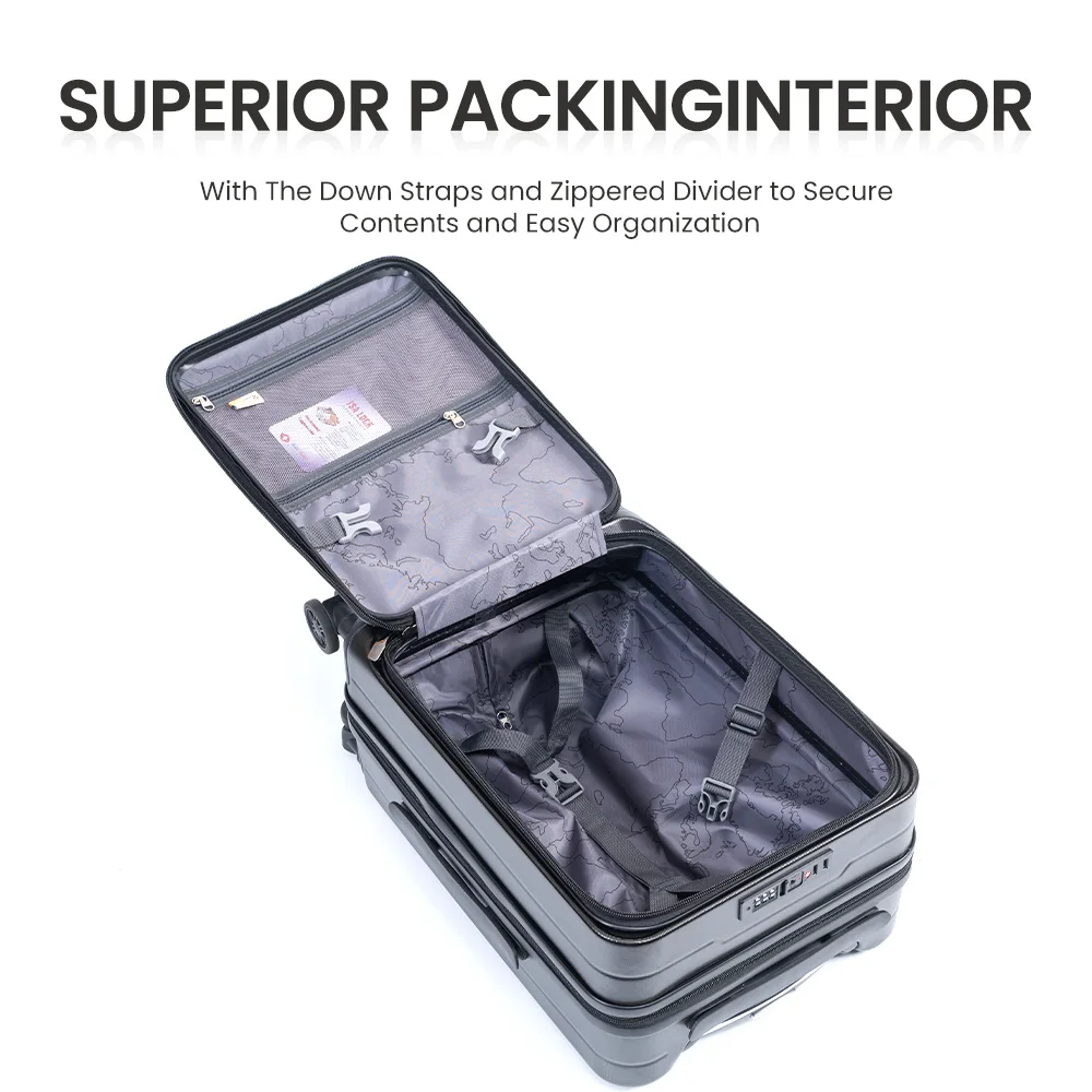 Best Selling Custom PC Aluminum Trolley Case Suitcase Business Luggage Front Open Pocket Luggage With Wheel