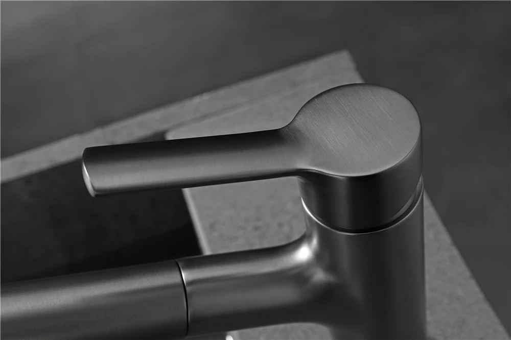 3 way luxury matt grey modern brass faucet cold water mixer tap bathroom face wash sink basin faucet