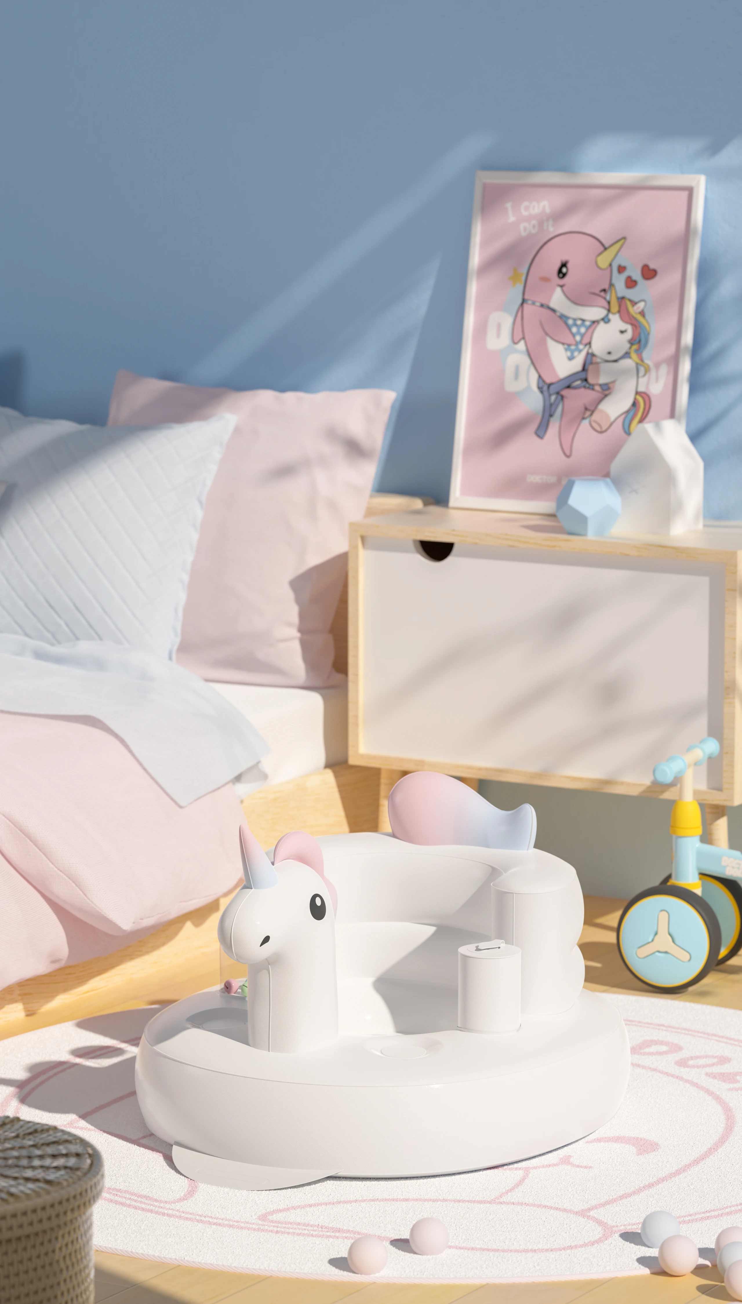 Doctor Dolphin new design product cartoon home indoor unicorn chair commercial baby sofa inflatable