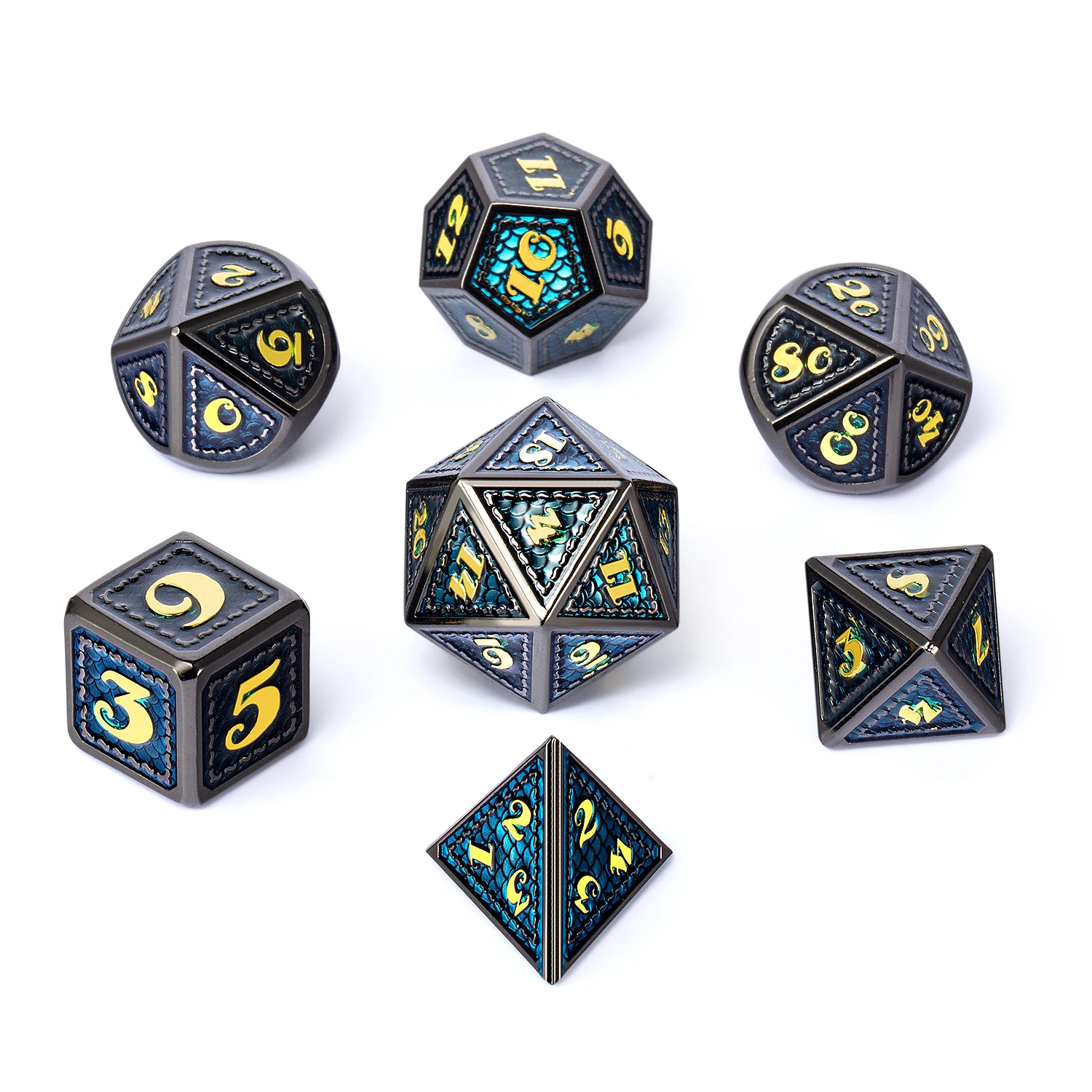  Черный край с чирок весы края 7 шт металлик DND Die для подземелья и дракон D & игровой металлические игральные