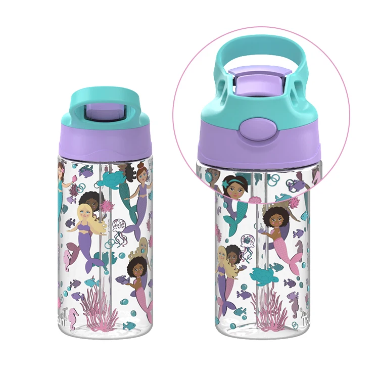 New Design Plastic Bottle Cute Bpa Free Kids children water bottle with straw