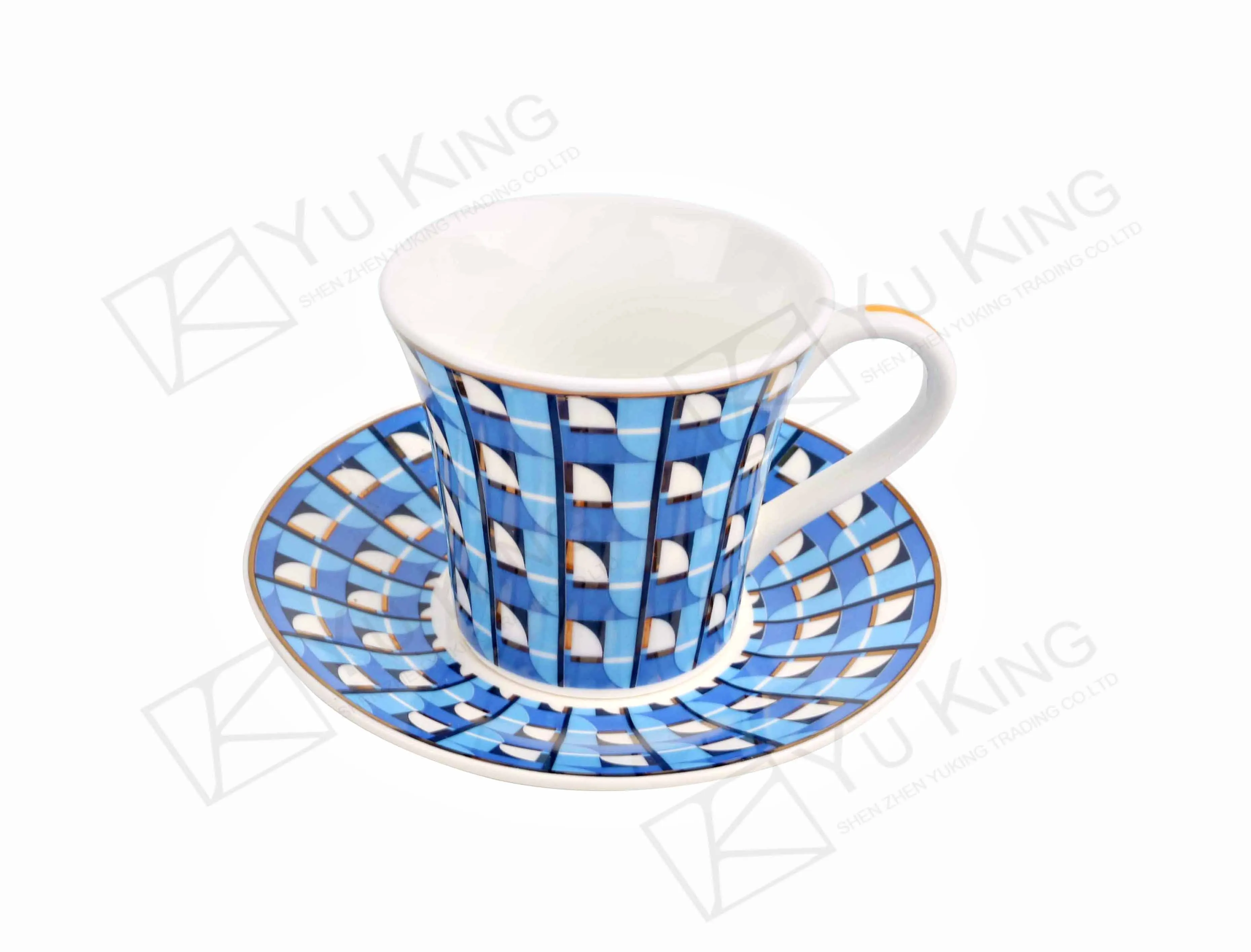 China 2019 Hot New Arab Ceramic Ethiopian Coffee Cup Set with Cup and Saucer Blue Pattern Support Customization