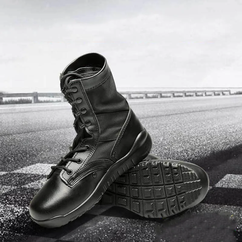 Durable Black Leather Military Jungle Light Tactical Work Combat Army Boots Men SFB-CQB