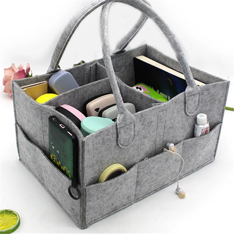 Amazon Hot Foldable Felt Storage Bag baby Diaper nappy Caddy Children Toys Tote Diaper Organizer