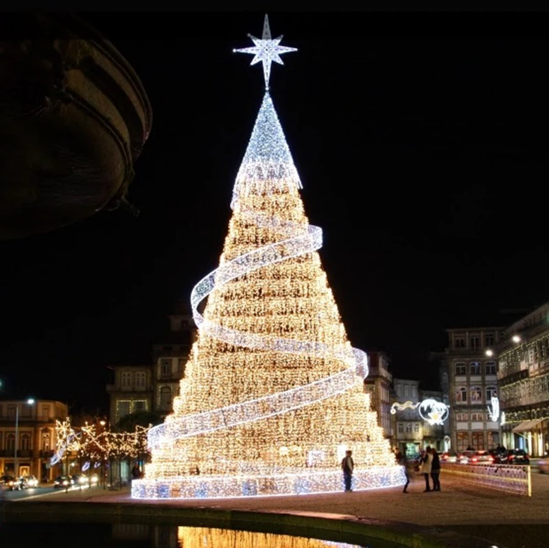 Artificial spiral outdoor commercial lighted large giant christmas tree for Mall decoration