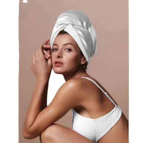 Bestest Quality 100% Pure 6A 19mm/22mm Silk Double Layer Fast Hair Quick Drying Women Bonnet Wrap Microfibre Hair Towel Bonn