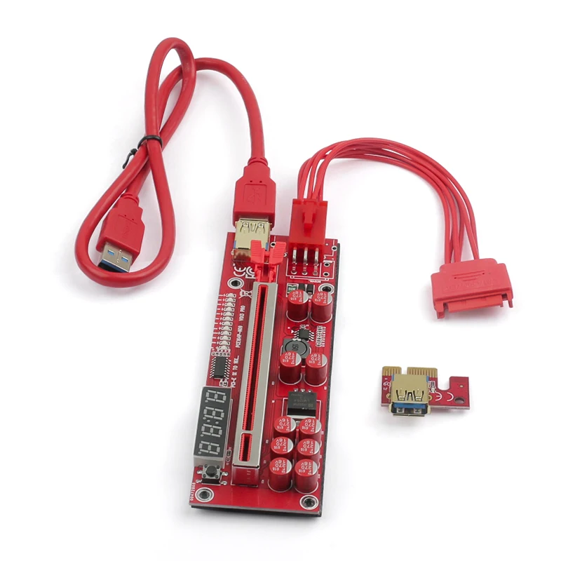 Дисплей температуры Красный 60 см USB 3,0 кабель 10 конденсаторов V013 Pro PCI-E переходник-карта адаптер PCI Express x1 x16
