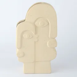 Modern Popular Fashion Antique Human Face Ceramic Stoneware Flower Vase