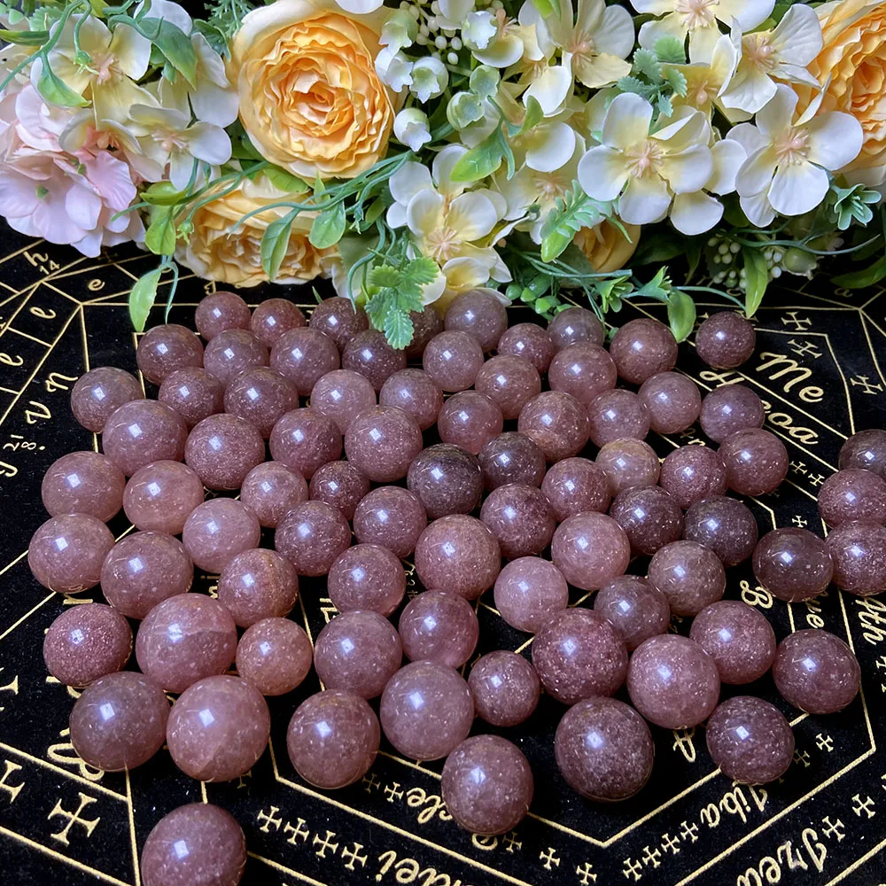 High quality natural crystal ball red strawberry quartz sphere healing gemstone ball