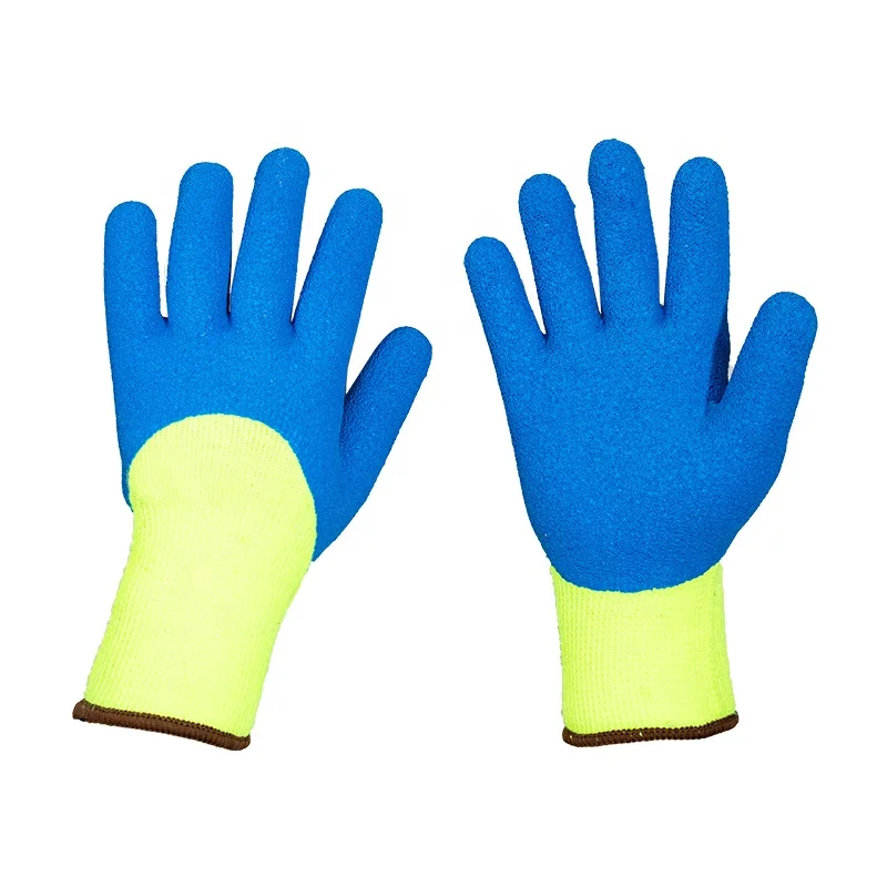 Frozen Outdoor Cold Work Thermal Winter Latex Gloves with Acrylic Terry brushed lining