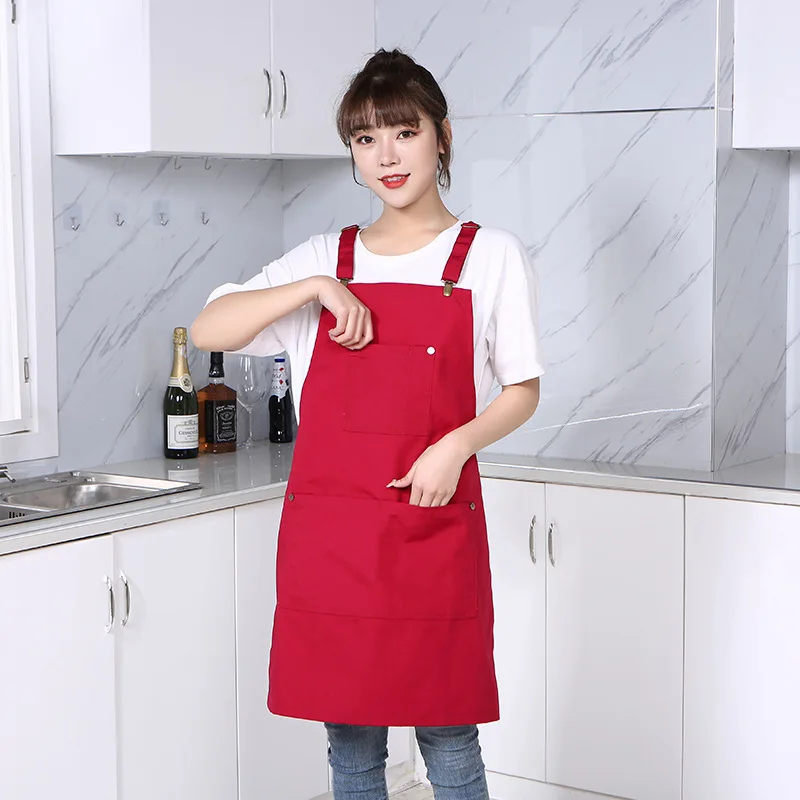 Fashion Denim Apron Straps Unisex Adjustable Multi Pocket Denim Apron for Chef Kitchen BBQ and Studio