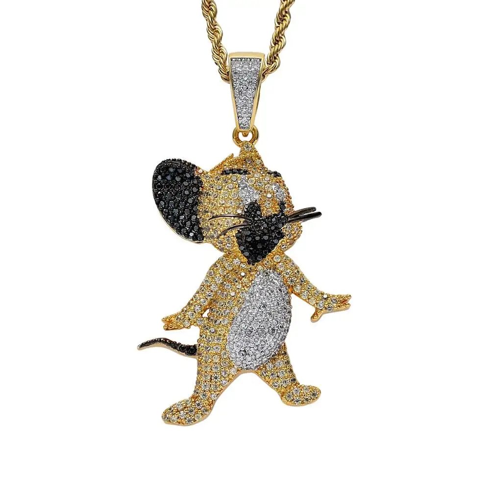HipHop Jewelry Movie Tom And Jerry AAA Cubic Zirconia Ice Out Pendant Cartoon Design Pendants