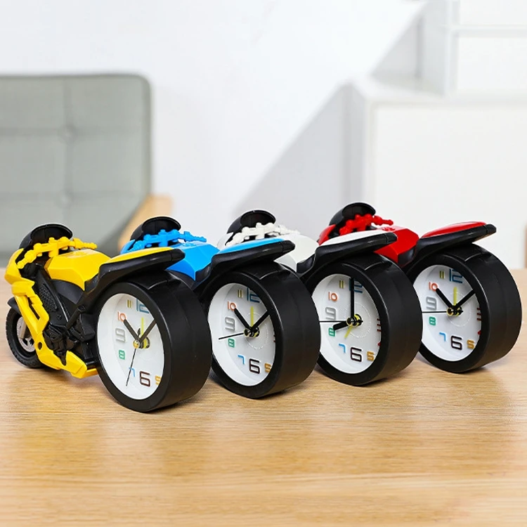 Good quality cool creative child gift alarm clock time motorcycle children kids bedroom fashion clock electronic