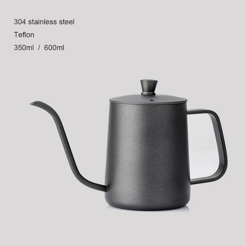 New Product Black Coating 600ml Stainless Drip Tea Hand Goose Neck Kettle Offices Pour Over Coffee Pot