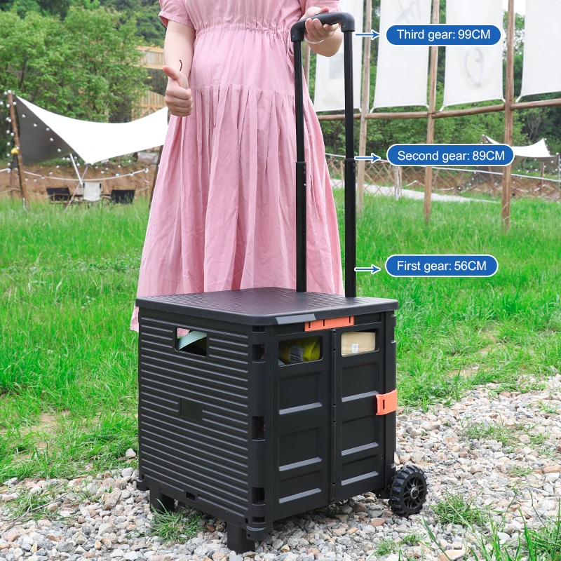 Baoyu Wholesale Eco Friendly Foldable Supermarket Trolleys Grocery Shopping Cart Portable Folding Shopping Trolley Cart