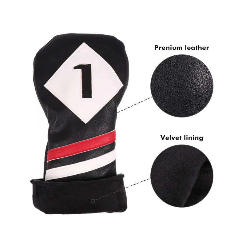Golf Club Head Covers,Golf Driver Cover Golf Headcovers Leather Golf Wood Covers for 460CC Drivers,Golf Driver Head Covers