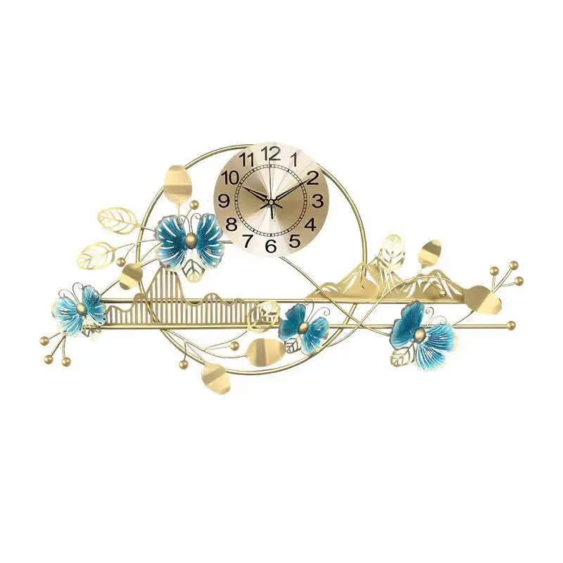 101*51cm Living Room Creative Metal Wall Art Decoration Light Luxury Butterfly Shape Wall Clock Handicrafts For Home Decor