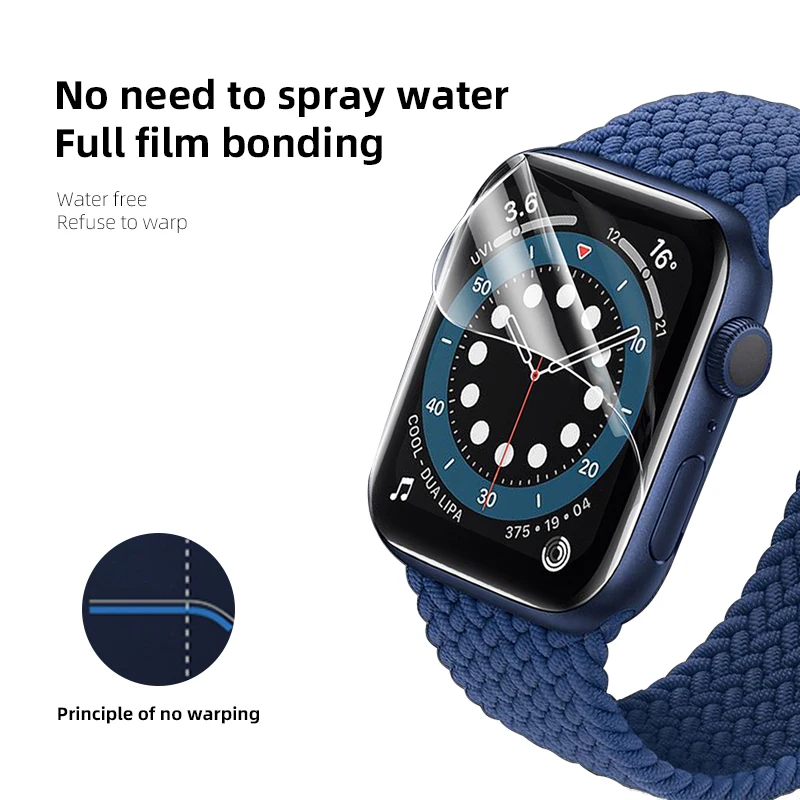Смарт-часы Защита экрана для Apple Watch серии 7 42 мм покрытие само-исцеляющий пузырь бесплатно HD Прозрачная Гибкая ТПУ