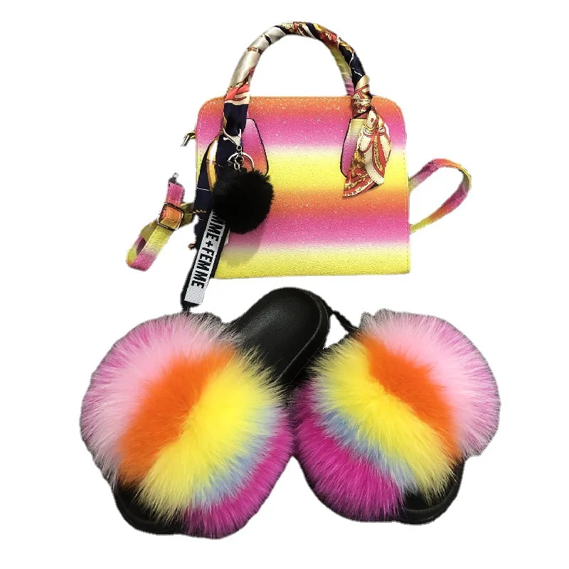 Back Pack  Span Bag Jelly Bag Suit Party Sandals Slippers for Women 2021 Fur Fur Slippers Wallet Flip Flop Slippers