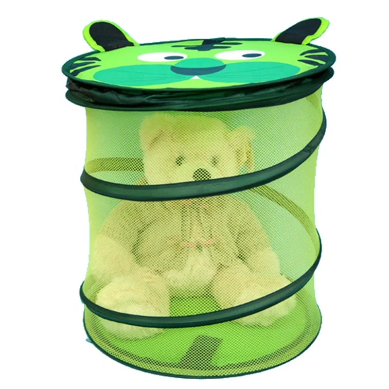 OEM custom mesh fabric pop up storage bucket baby toys collection storage bucket