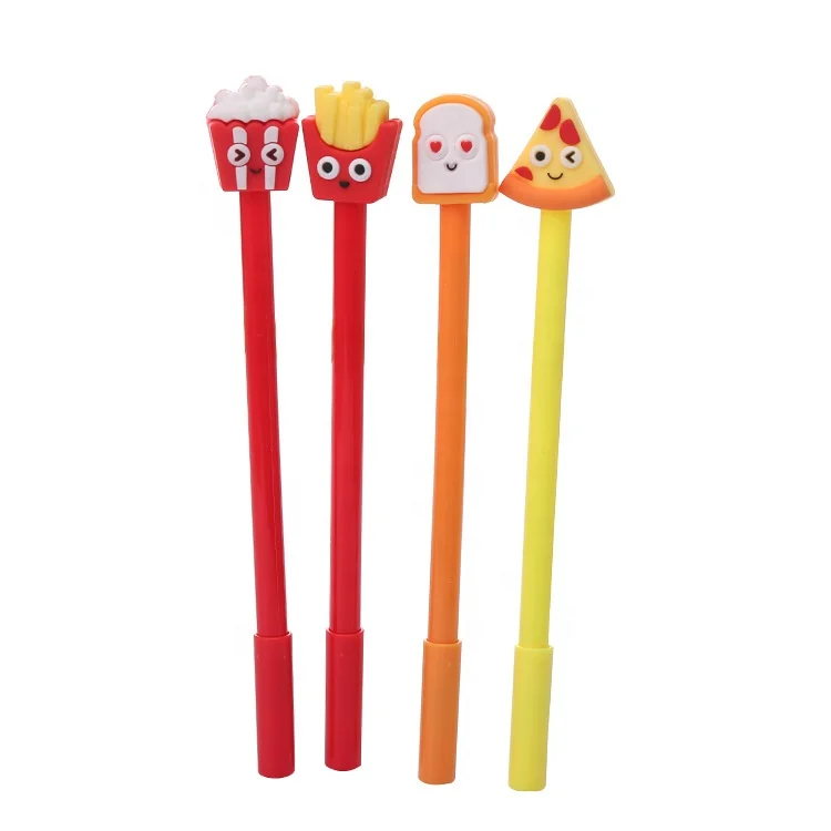 Creative funny cartoon pizza chips popcorn bread fast food gel pens for kids