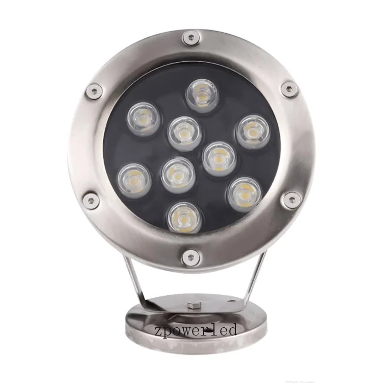 Warm White Cool White Stainless Steel Housing IP68 Waterproof 9W LED Underwater Fountain Spot Light