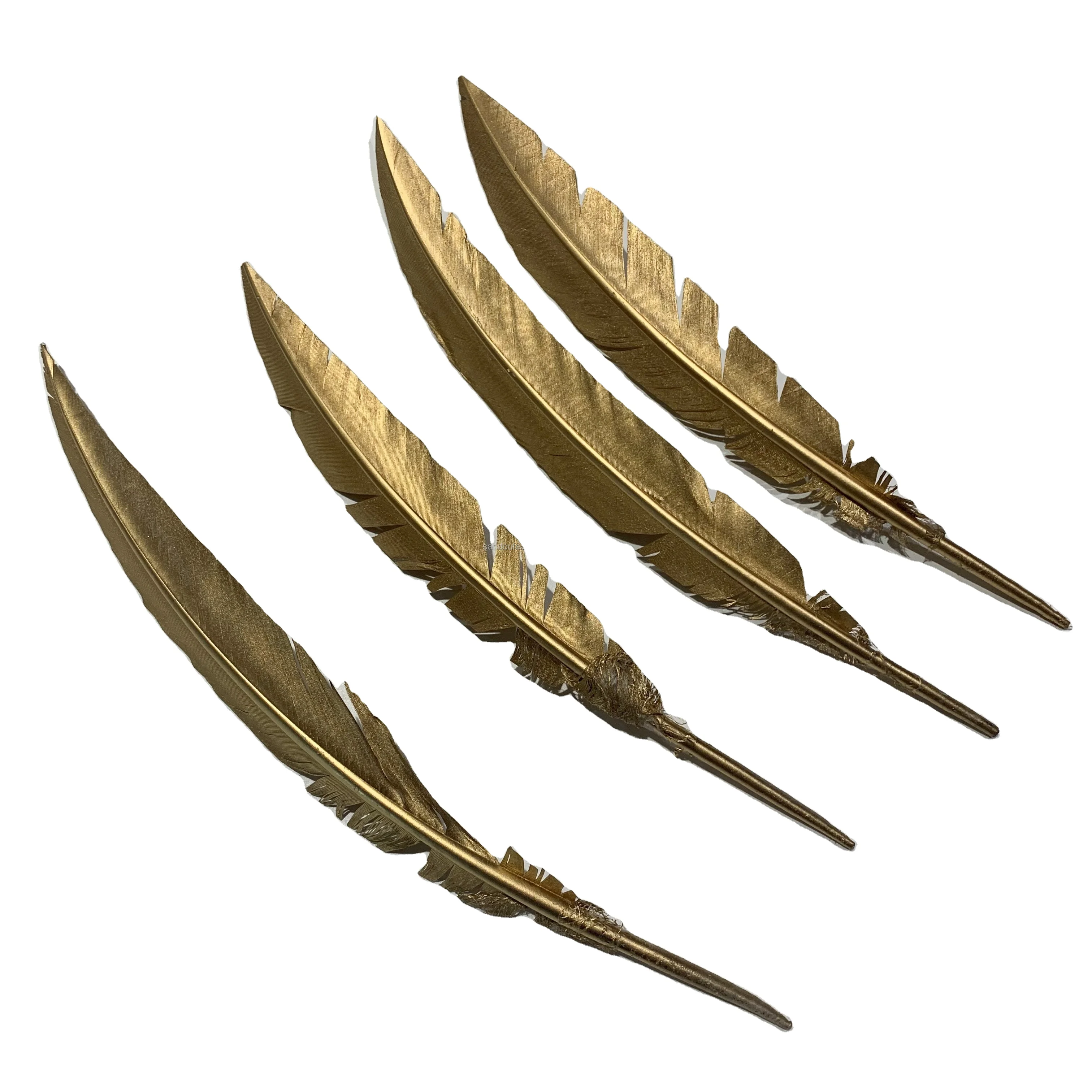 High Quality Fully Gold Dipped Sprayed Natural Quill Turkey Feathers For Decor