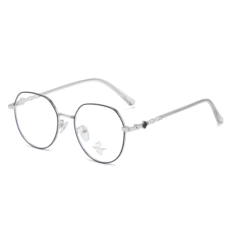 2023 New Personalized Retro Metal Flat Mirror for Men and Women Online Red Large Frame Anti Blue Light Glasses Frame Wholesale