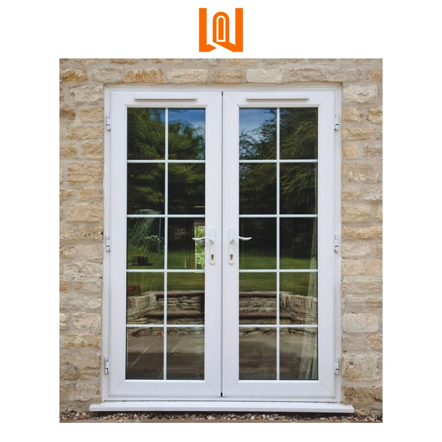 WANJIA factory vinyl glass french door pvc exterior doors upvc double casement door