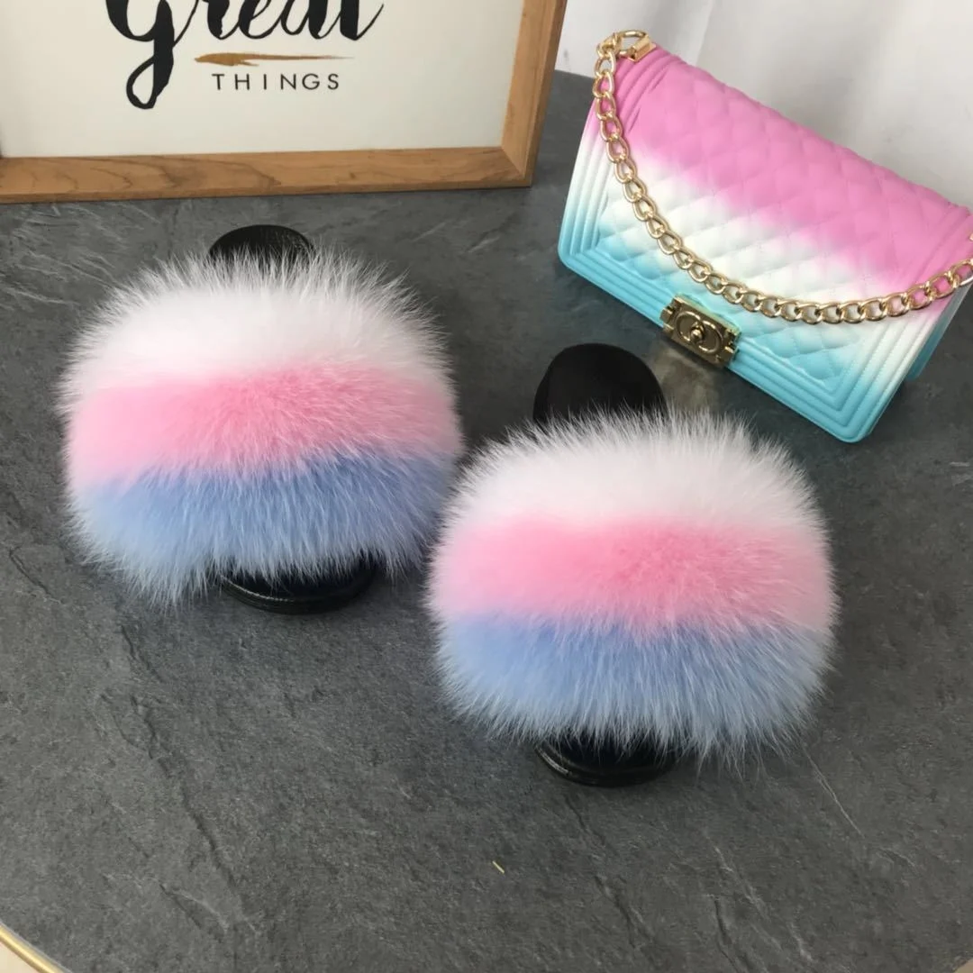 
New design Free Sample Sandals For Outdoor fur fuzzy fluffy flip-flops slippers sandale homme fashion fur slippers 