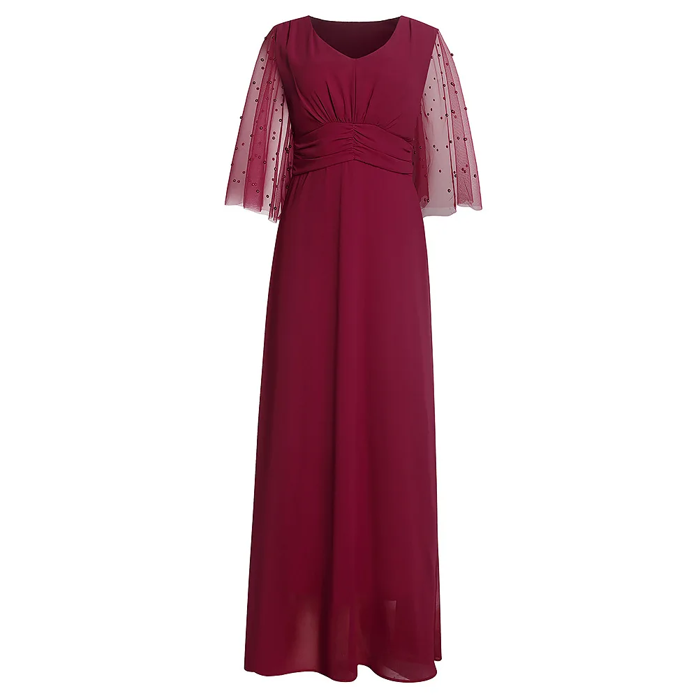 Turkey women party dresses natural casual floor-length high waist long evening patchwork dress