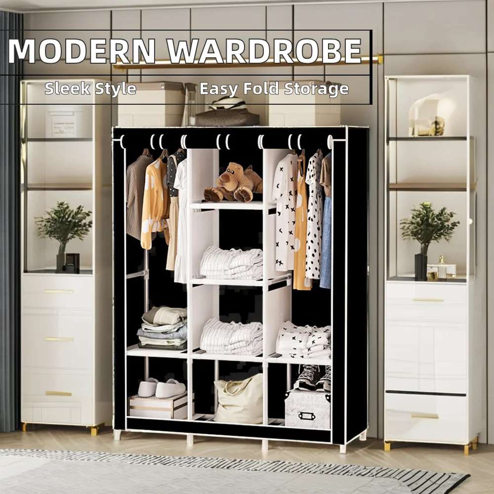 Factory Custom Latest Walldrope Wardrobe Bedroom Closet Portable Folding Fabric Wardrobe For Bedroom