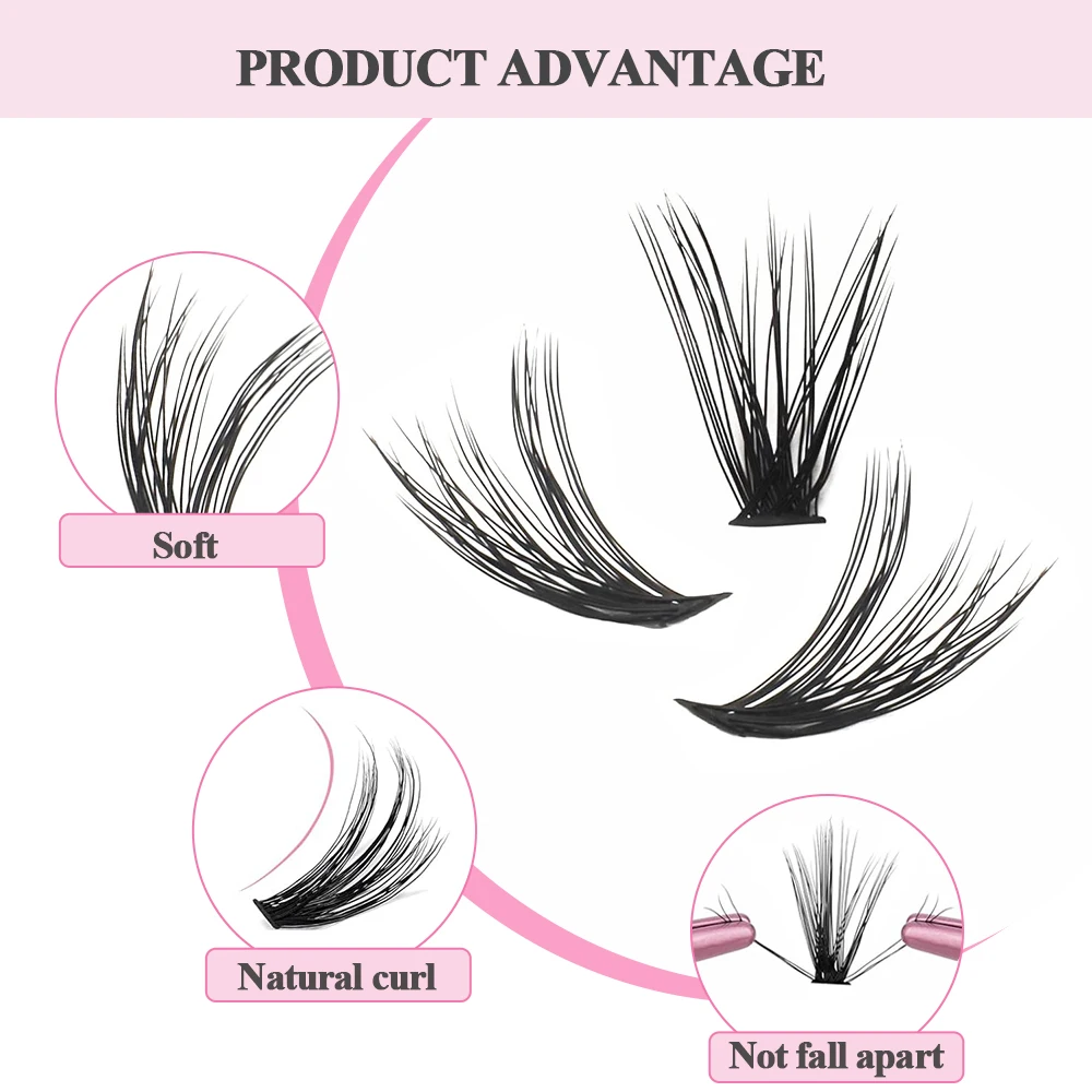 SP EYELASH 280Pcs 40D 0.07D Curl 9-18MIX Lash Clusters Heat Bonded Individual DIY Lash Extension Kit with Lash Glue Applicator