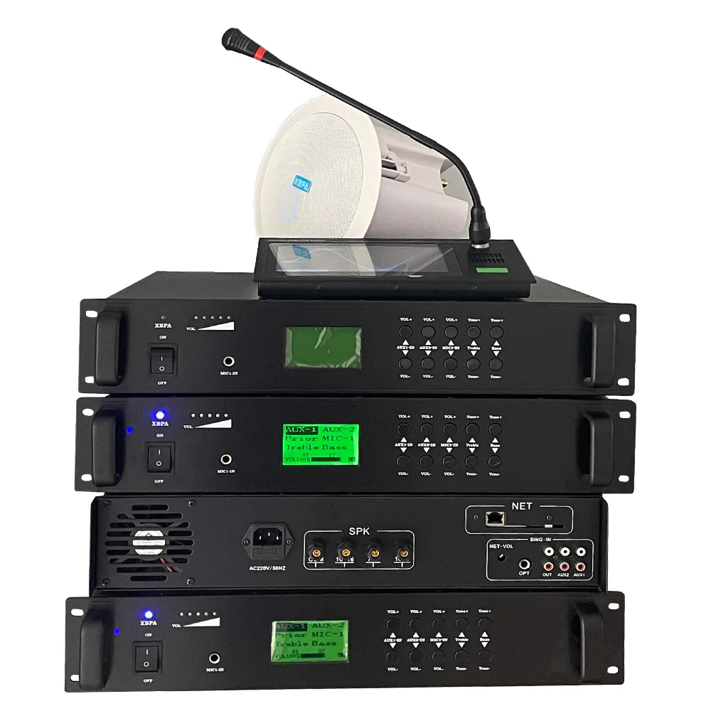 IP power amplifier 100 to 1000 watts professional audio system 1U/2U PA system power amplifier speaker complete set equipment