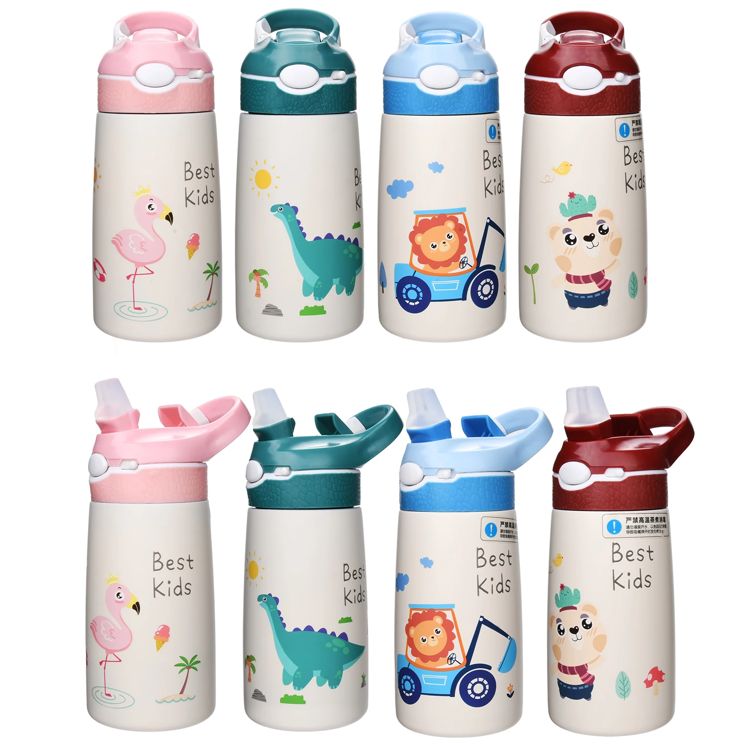 Aohea Custom Kid School thermos square Water Bottle 304 stainless steel aluminum Water Bottle with straw