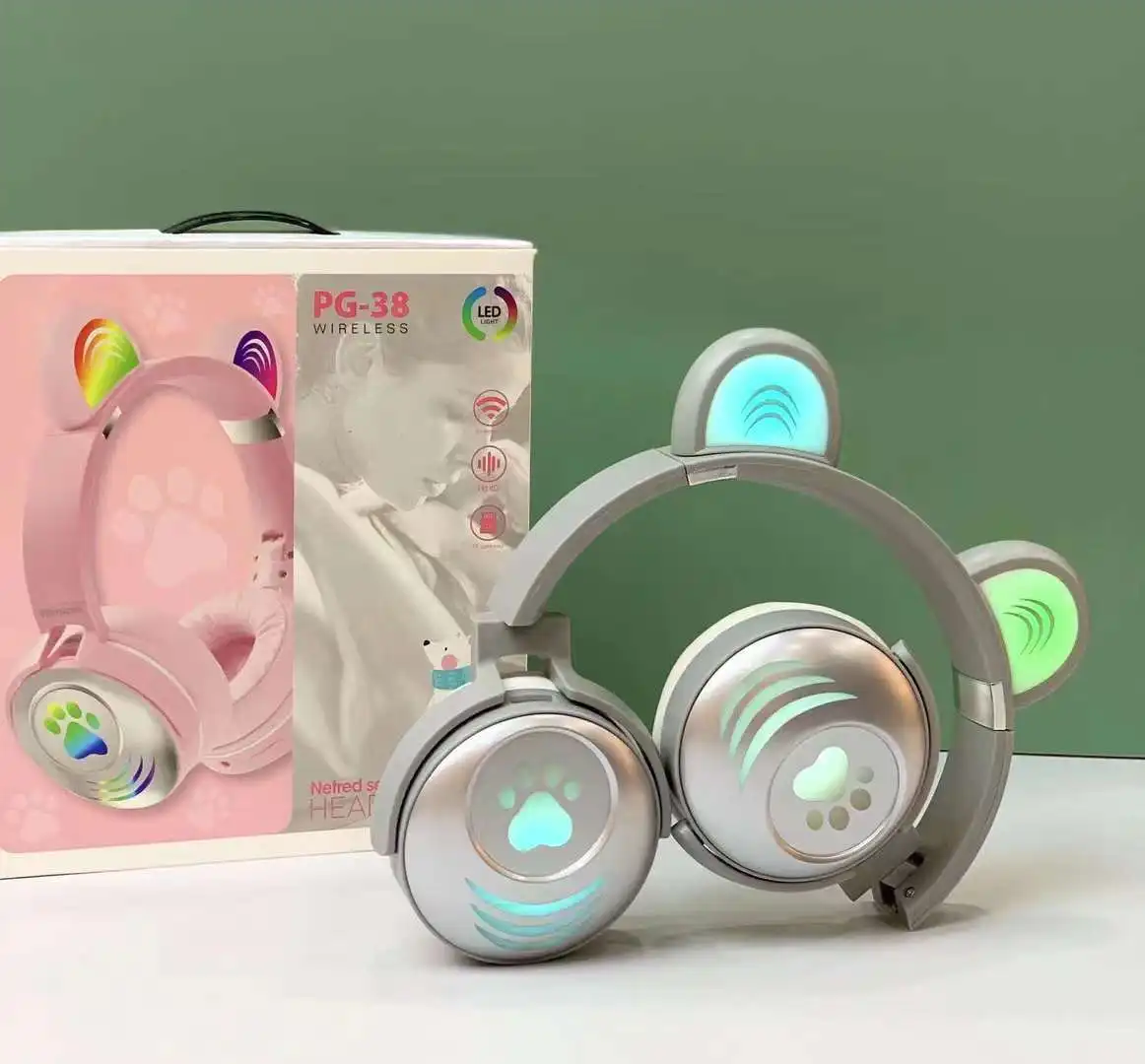 PG-38 stereo neckband wireless headphone headset with FM Radio and TF card slot