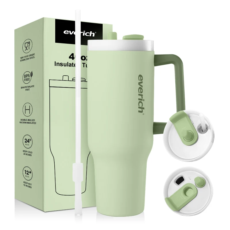 Cold Insulation New Design 40oz Travel Beer Tumbler with Handle and Straw Lid  with Unique Design for On-the-Go Enjoyment